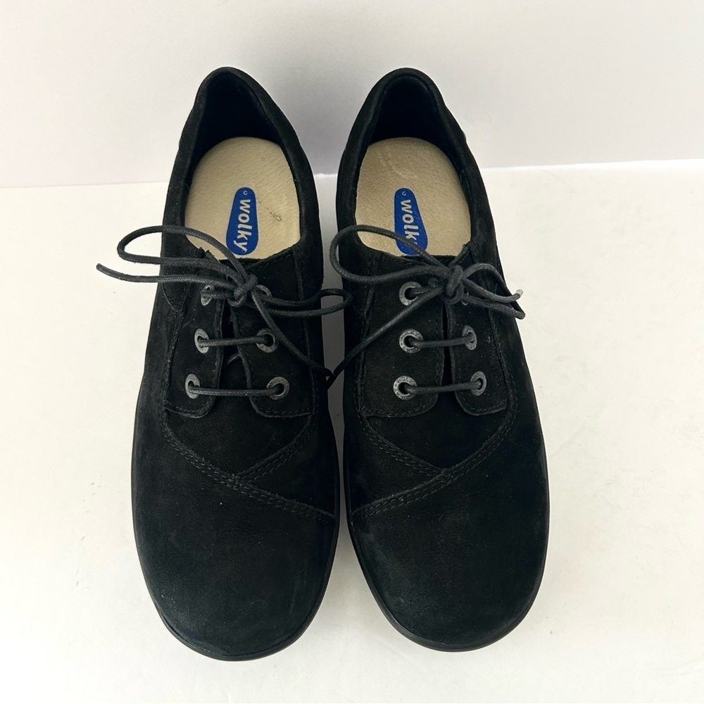 WOLKY Comfort Lace Up Walking Shoe Suede Oxford Support Black Size EU 37 Size 6 - Picture 2 of 11